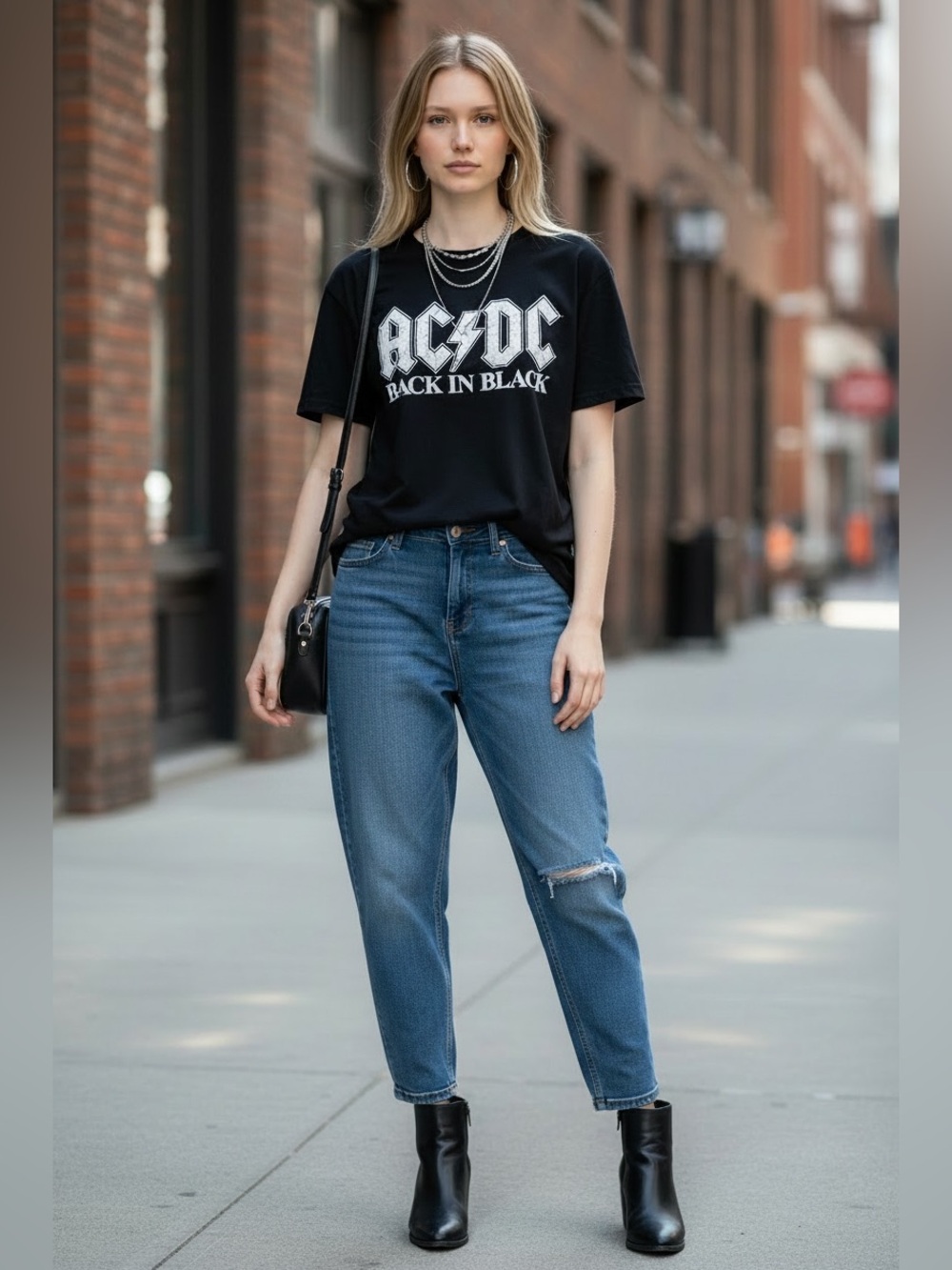 AC/DC Back in Black Black Graphic Band T-Shirt Tee XL Rock Music